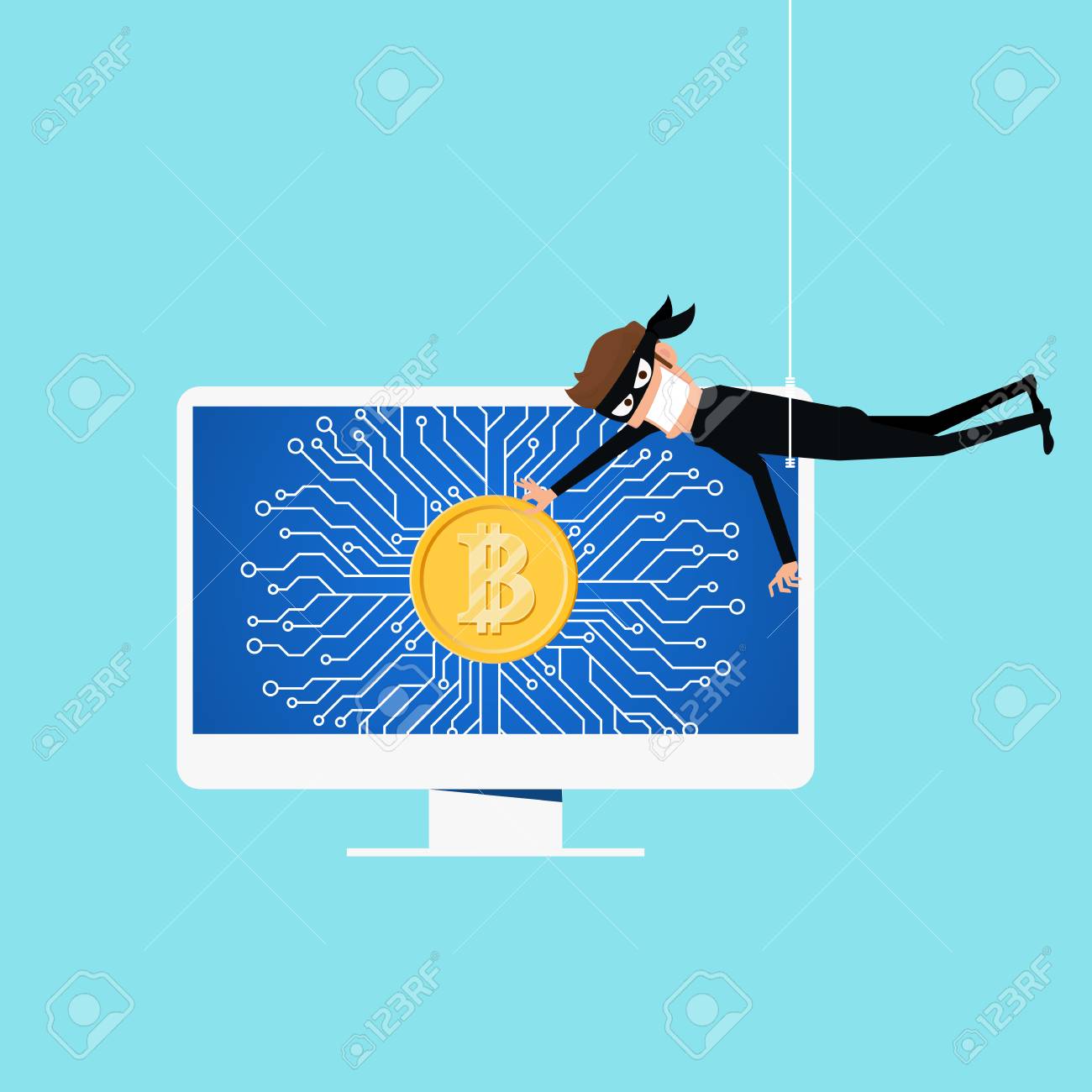 Bitcoin Hacked Con!   cept Of Crypto Currency Man Hacking Online - 